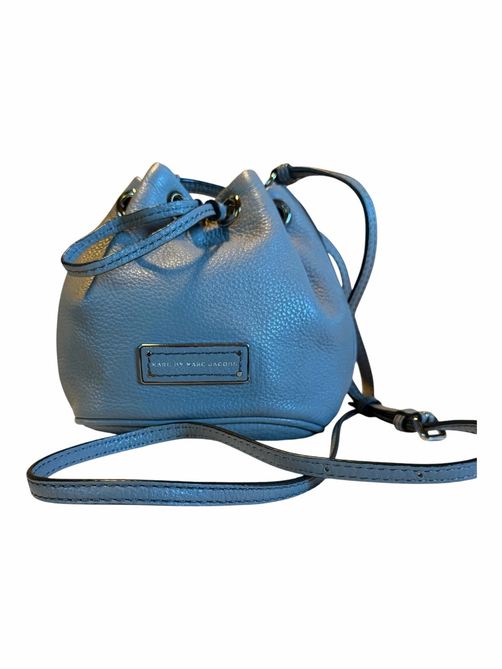 Marc by Marc Jacobs Light Gray Pebbled Leather Mini Drawstring Crossbody